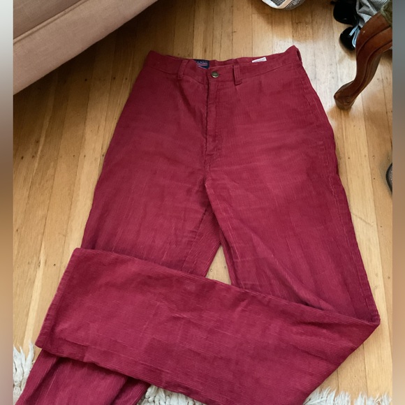 Vintage Britannia High Waisted Straight Leg Corduroy Red Pants - Picture 2 of 6